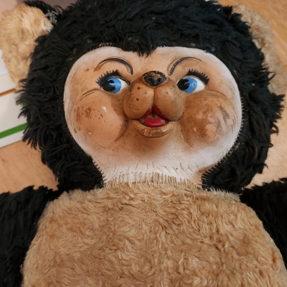 Vintage 1950 Rushton CHUBBY TUBBY BLACK TEDDY BEAR W/RUBBER FACE - Picture 7 of 11